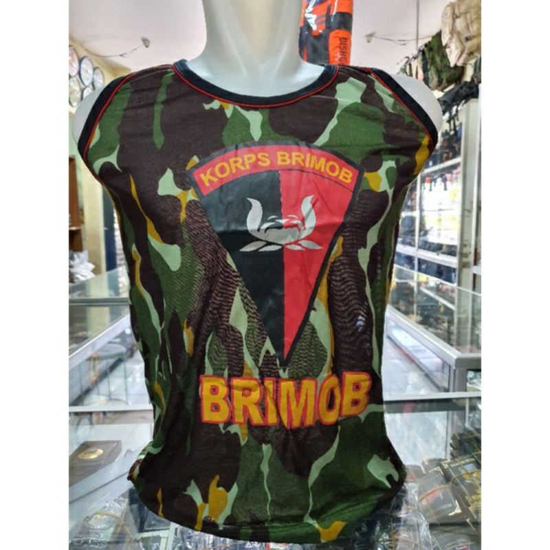 KAOS singlet Brimob Hitam / singlet logo / KAOS SINGLET LORENG ARMY