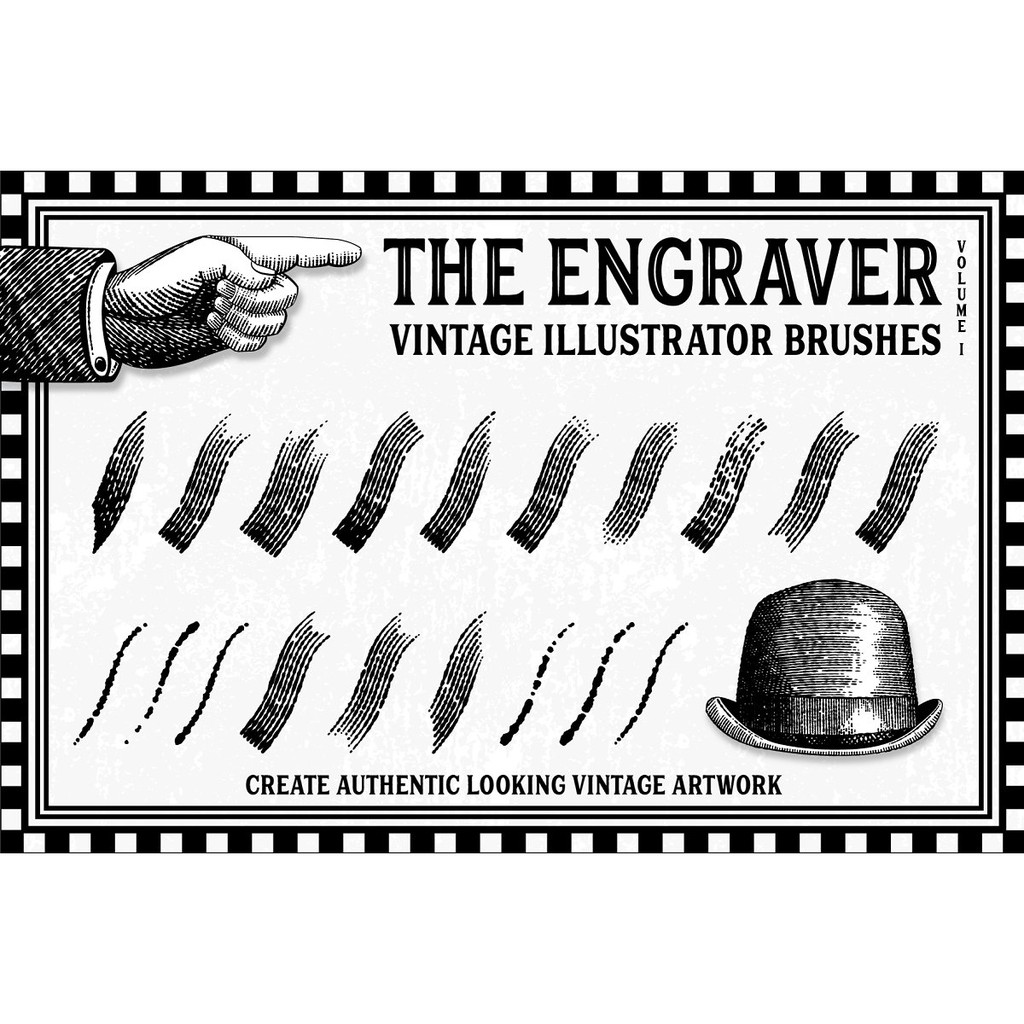 Antique Print Effect Brushes - Adobe Illustrator