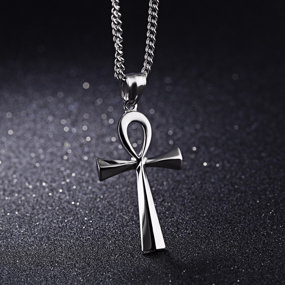 New Bow Necklace Ancient Egypt Cross Men's Necklace Amulet Pendant