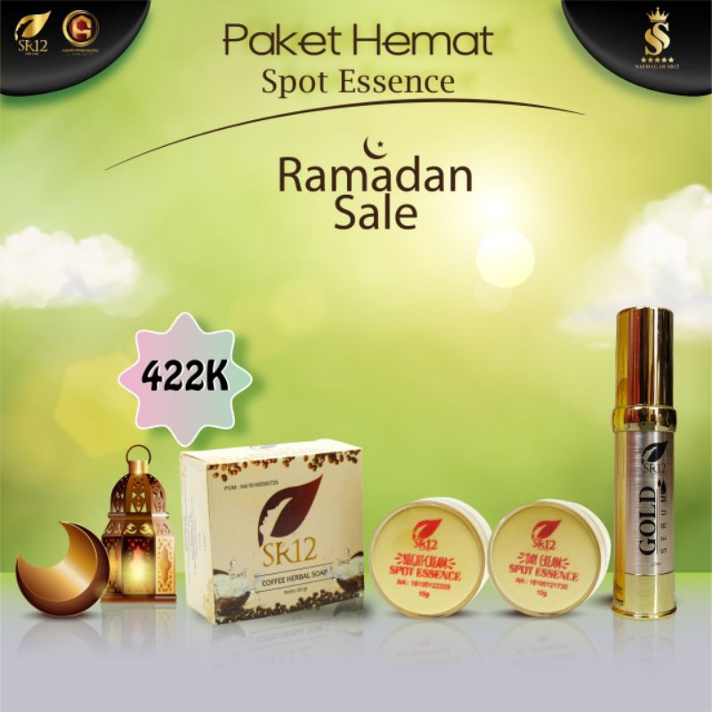 PAKET HEMAT SPOT ESSENCE SR12id/PAKET FLEK HITAM HEMAT/PAKET HEMAT BEKAS JERAWAT / Paket perawatan wajah original / premium / berkualitas / termurah / terbaik / bagus / bpom / saudagarsr12