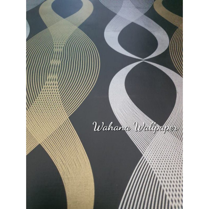 Wallpaper Gelombang Silver Gold Dasar Hitam