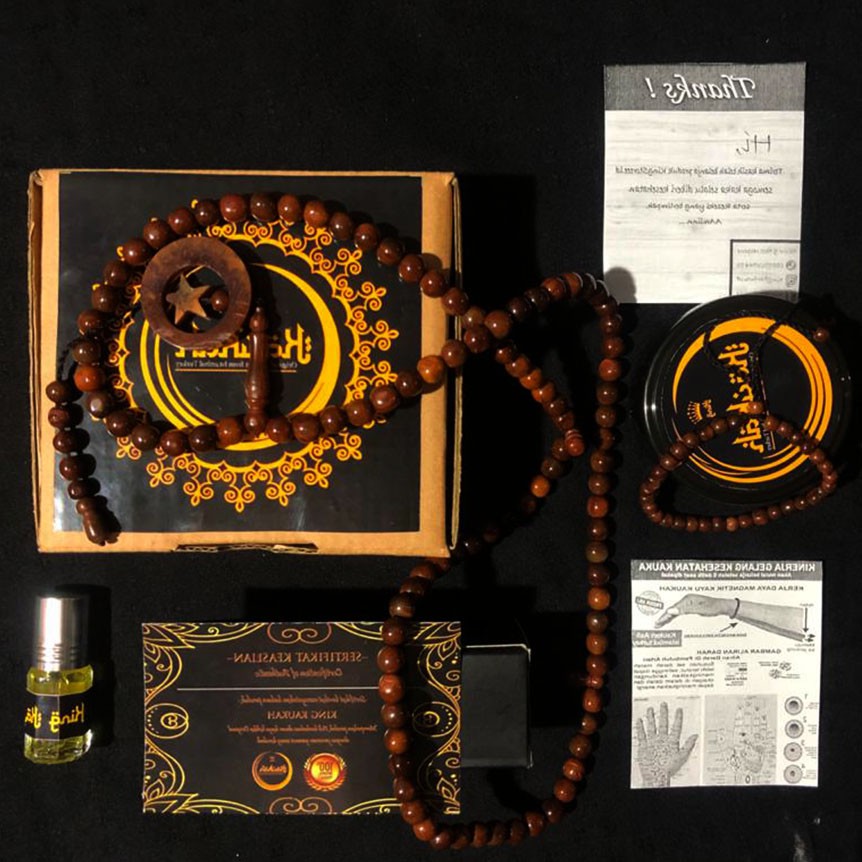 Tasbih 99 Kayu Kokka BERSERTIFIKAT Bulat 99  Uk 7,5mm Kaukah Koka Kaoka Bonus parfum&amp;gelang kokka