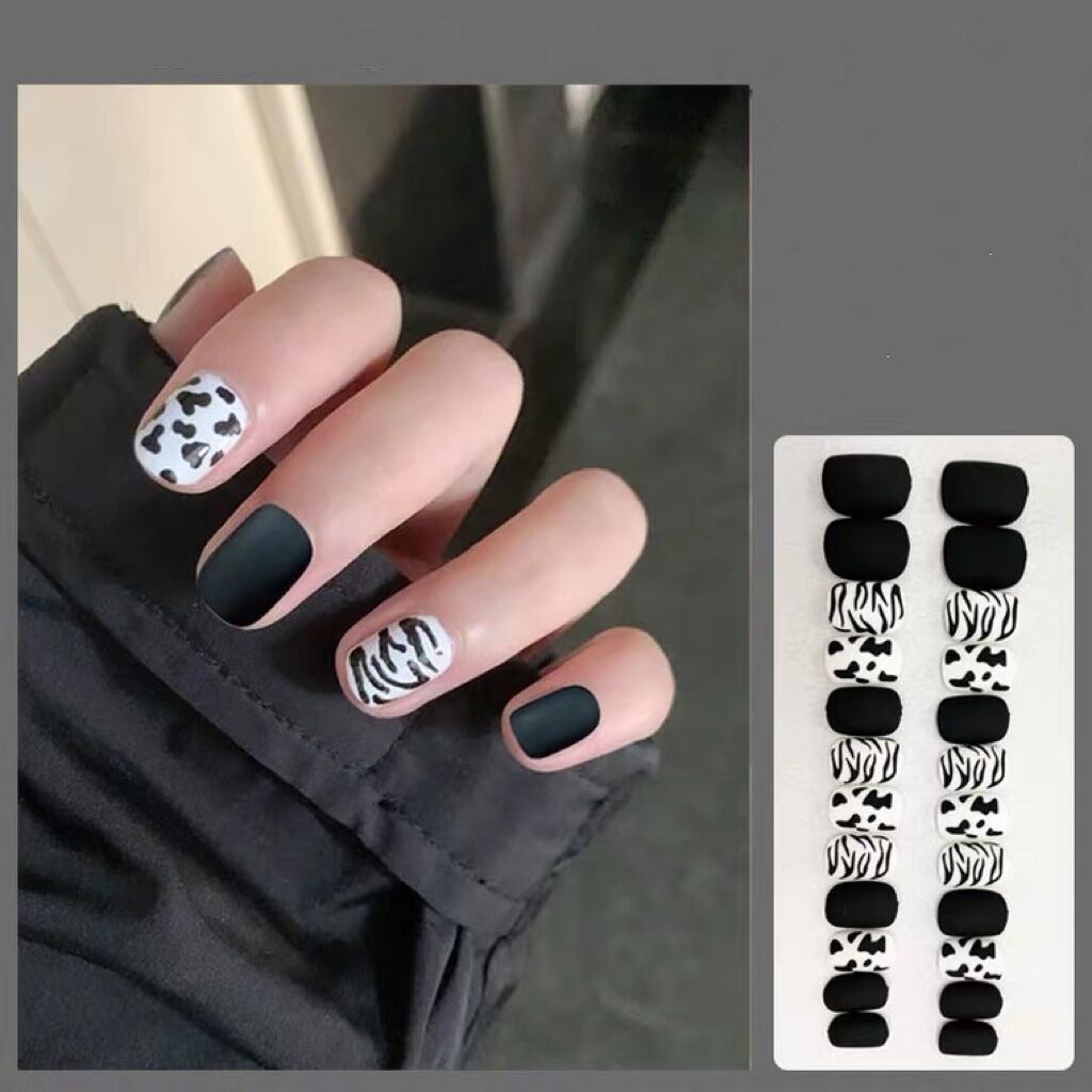 Kuku Palsu Motif Leopard Dengan Lem Untuk Manicure