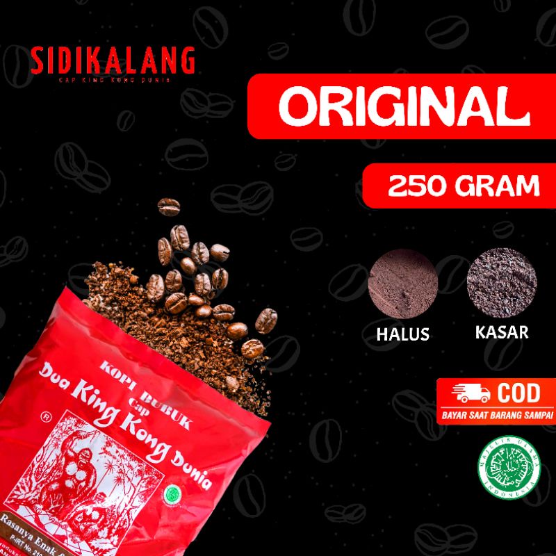 

SIDIKALANG - Kopi Bubuk TUBRUK Hitam Pahit 250gr MURAH untuk Reseller/Kedai/Warkop/Rumah makan [Dark Roast] - Cap Dua Kingkong Dunia