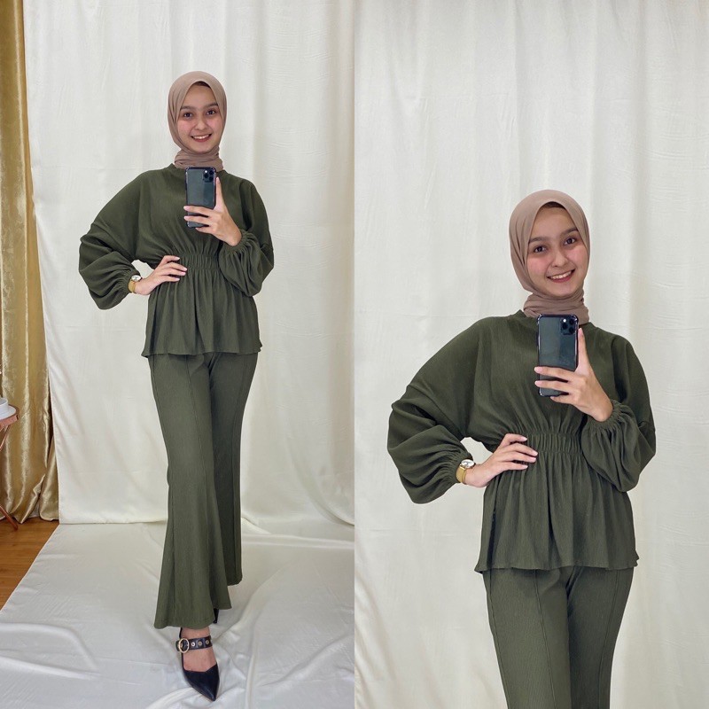 NENCY SET BAHAN PLEATS IMPORT / SETELAN BESTSELLER / ONE SET PREMIUM TERMURAH