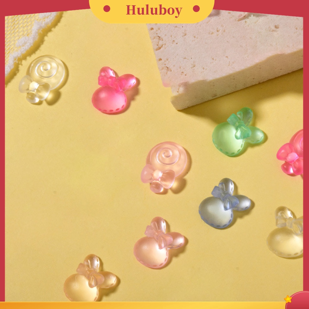 Huluboy Huluboy♡ 20pcs / Set Hiasan Kuku Motif Kartun Aksen Berlian Imitasi Translucent Tahan Lama Untuk Nail Art