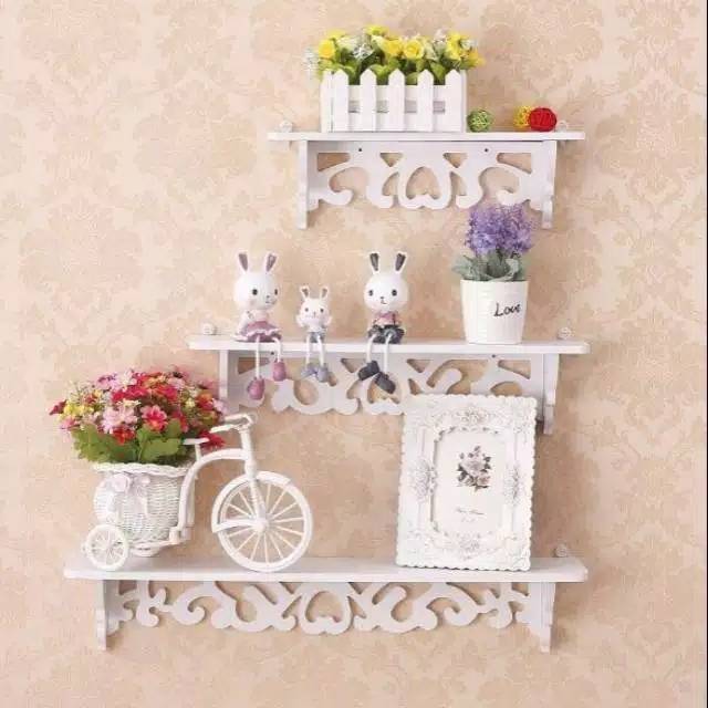 Rak Dinding Shabby Chic Minimalis Vintage 1 set dapet 3 pcs