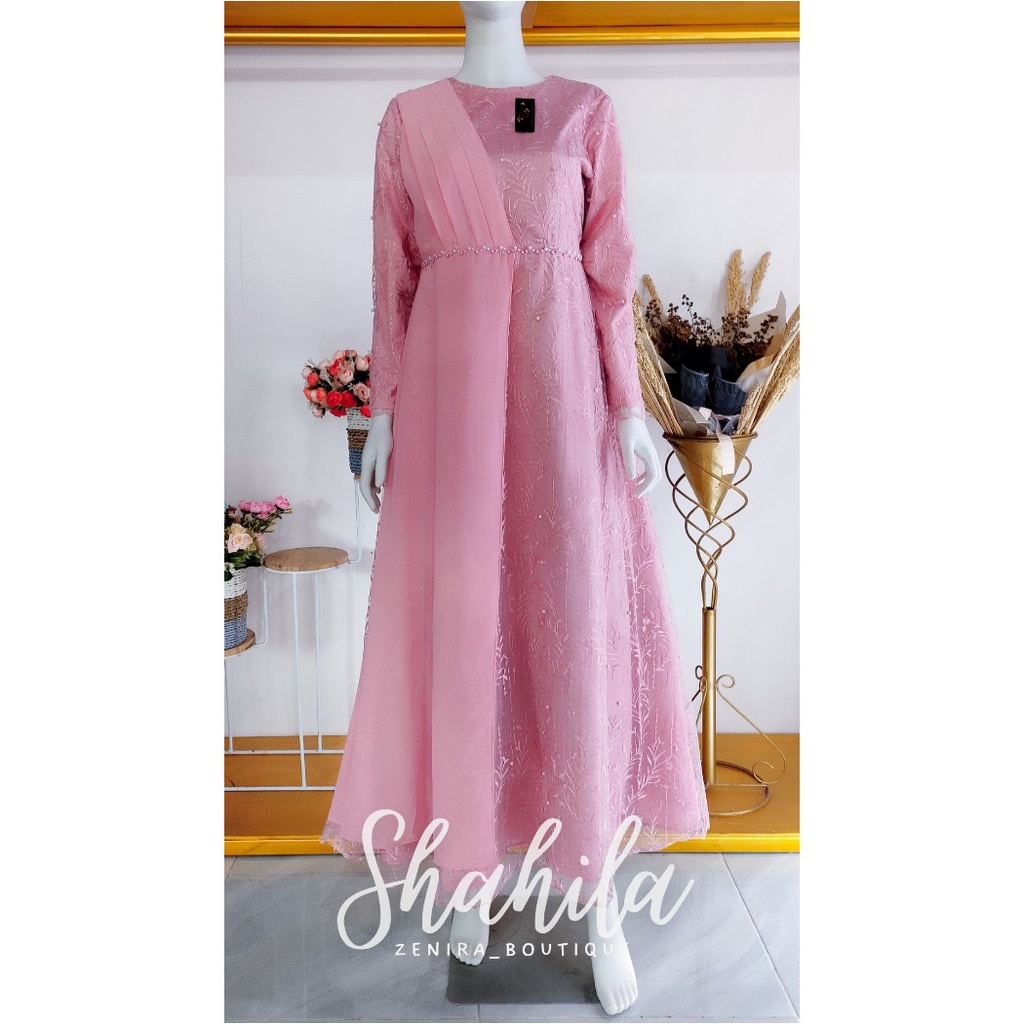 SHAHILA DRESS brokat remaja / baju pesta / gamis kondangan / wisuda / bridesmaids tersedia ukuran kecil hingga jumbo