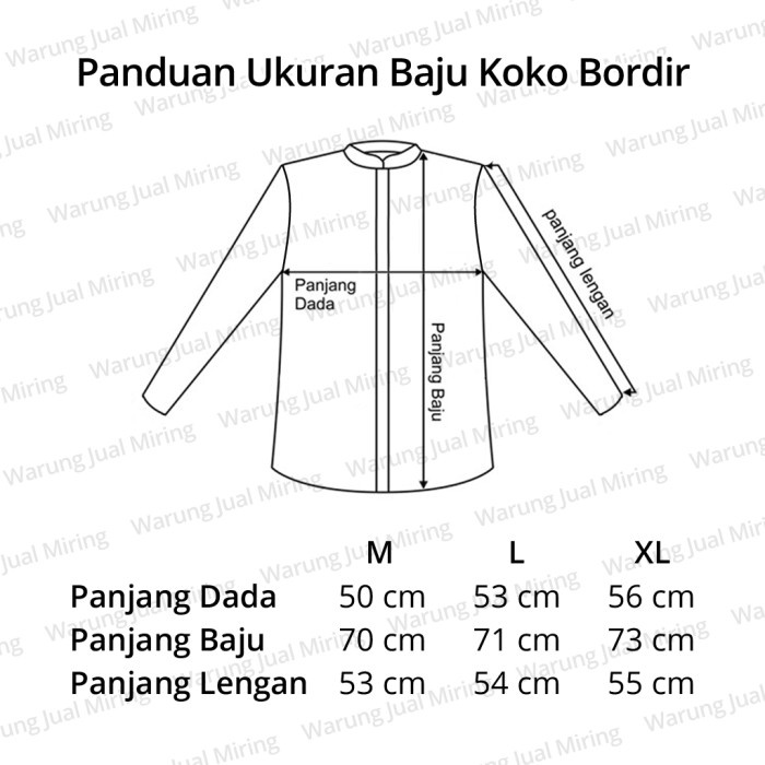 Baju Koko Lengan Panjang Bordir Klasik Polos Putih Warna Takwa Muslim