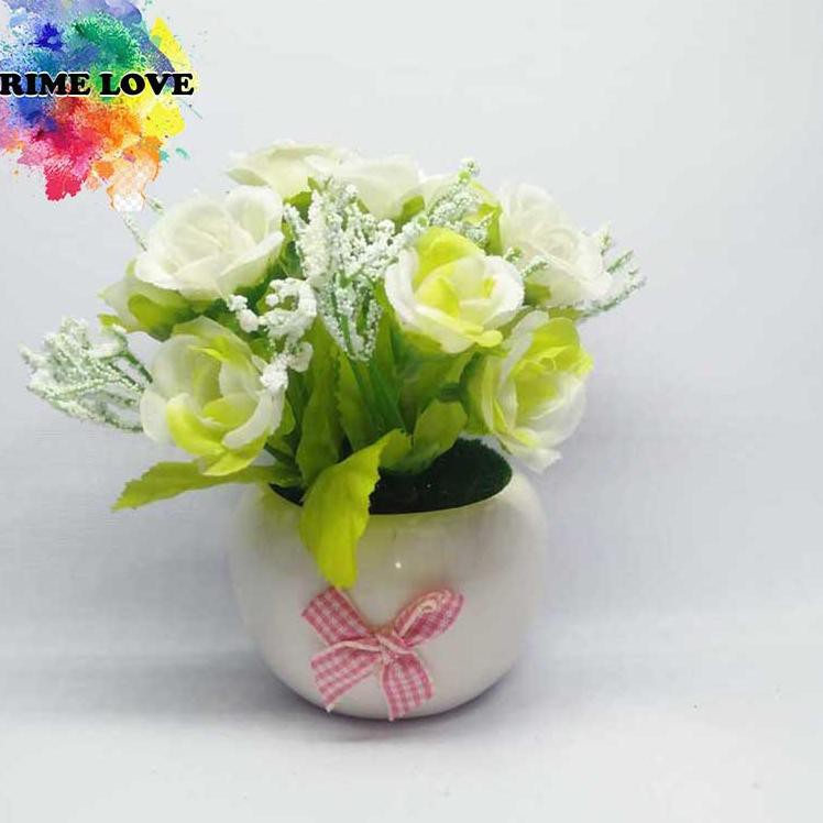 3223*() [COD] Rangkaian Bunga Murah Bunga Hias Mawar Artificial Vas Unik Kecil Pita Lucu Bunga Rose