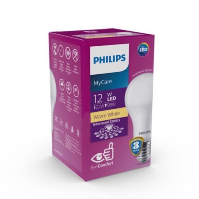 Bola Lampu LED Philips 12 Watt Warm White / Kuning  Mycare LED