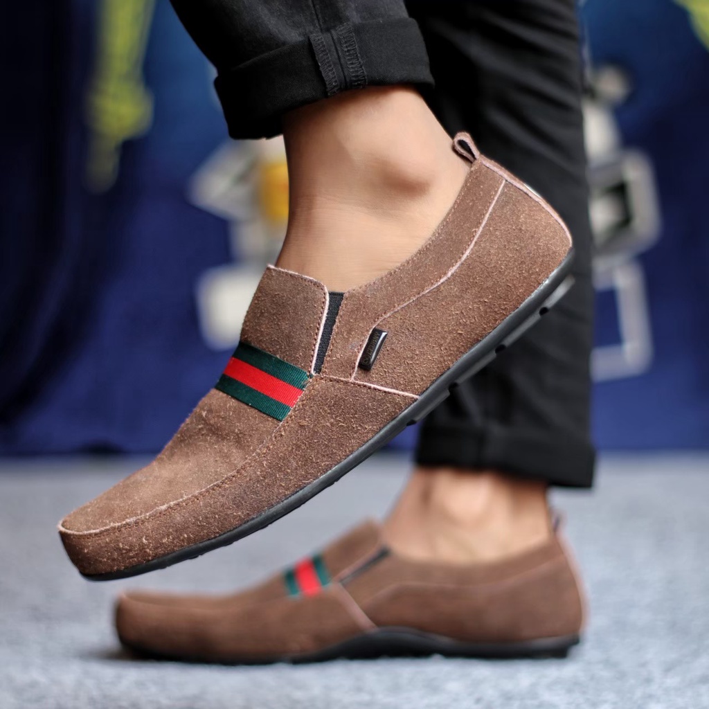 SEPATU SLIP ON PRIA KASUAL SANTAI KULIT SINTETIS PU ORIGINAL HANDMADE SLOP CASUAL FORMAL KERJA COWO/COWOK KEREN KEKINIAN