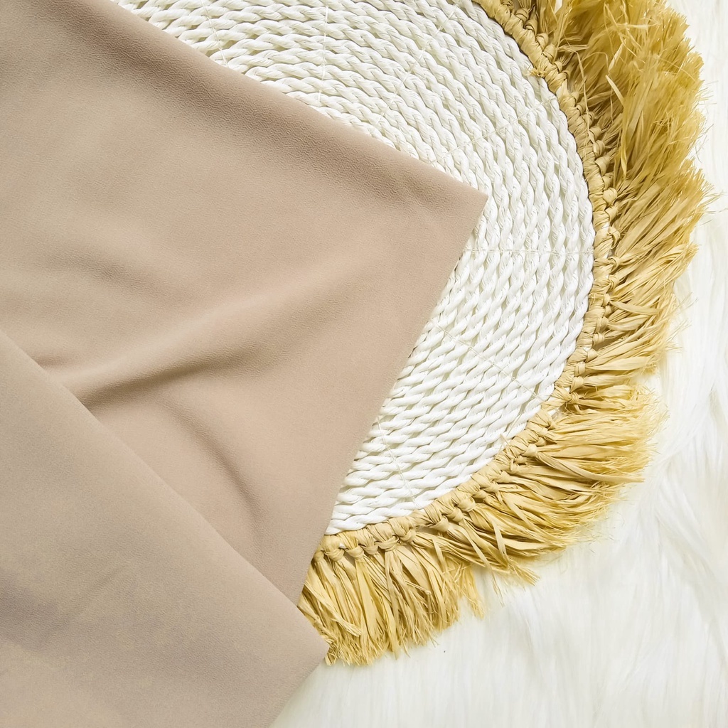 TRENDING Hijab Pashmina New Normal Pashmina Instan Instant Tanpa Pentul Lubang Telinga & Earphone By Elmaza Part 1-Cream