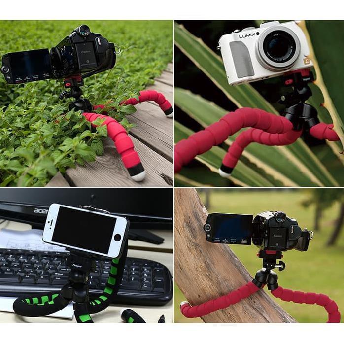 Paket Fleksibel Gorilla Pod Spider Flexible Mini Tripod Plus Holder Hp