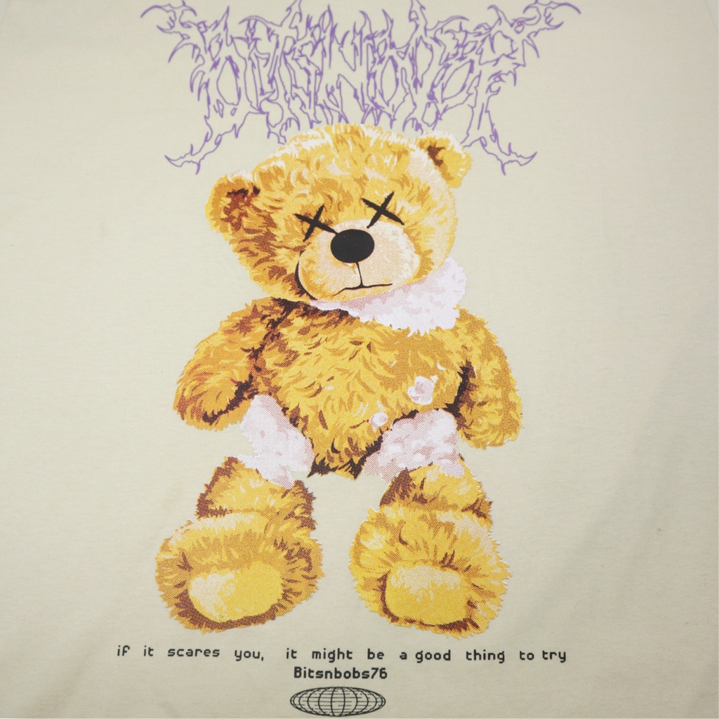 Bitsnbobs76 Oversize T-shirt Broken Teddy Black&amp;Cream