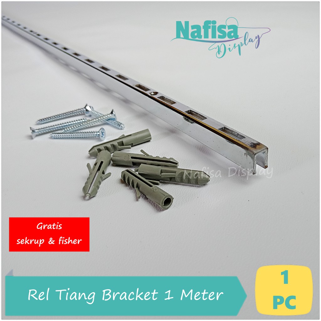 Tiang Bracket Rel Braket 1 Meter Penyangga Rak Dinding Nafisa Display