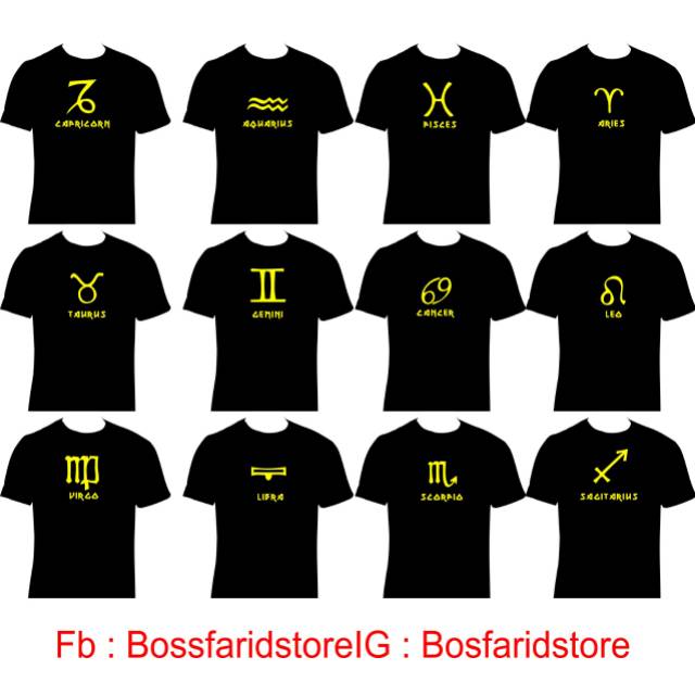 Kaos Zodiak Bintang Baju Pria Keren Lambang Zodiak Bisa Pilih Zodiak Sesuai Keinginan Shopee Indonesia