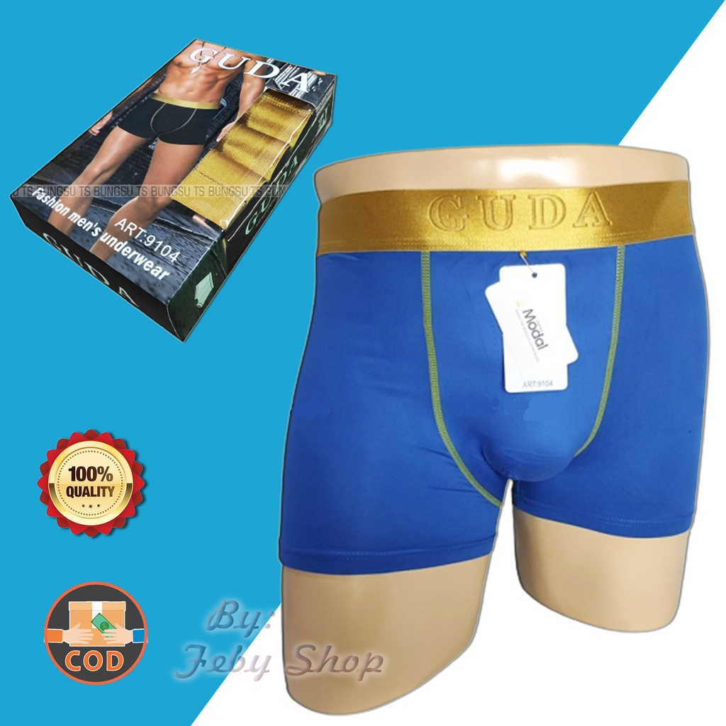 Celana Dalam Pria GUDA 9104 Boxer Model List Gold Premium Super Soft Original Branded Merk Asli