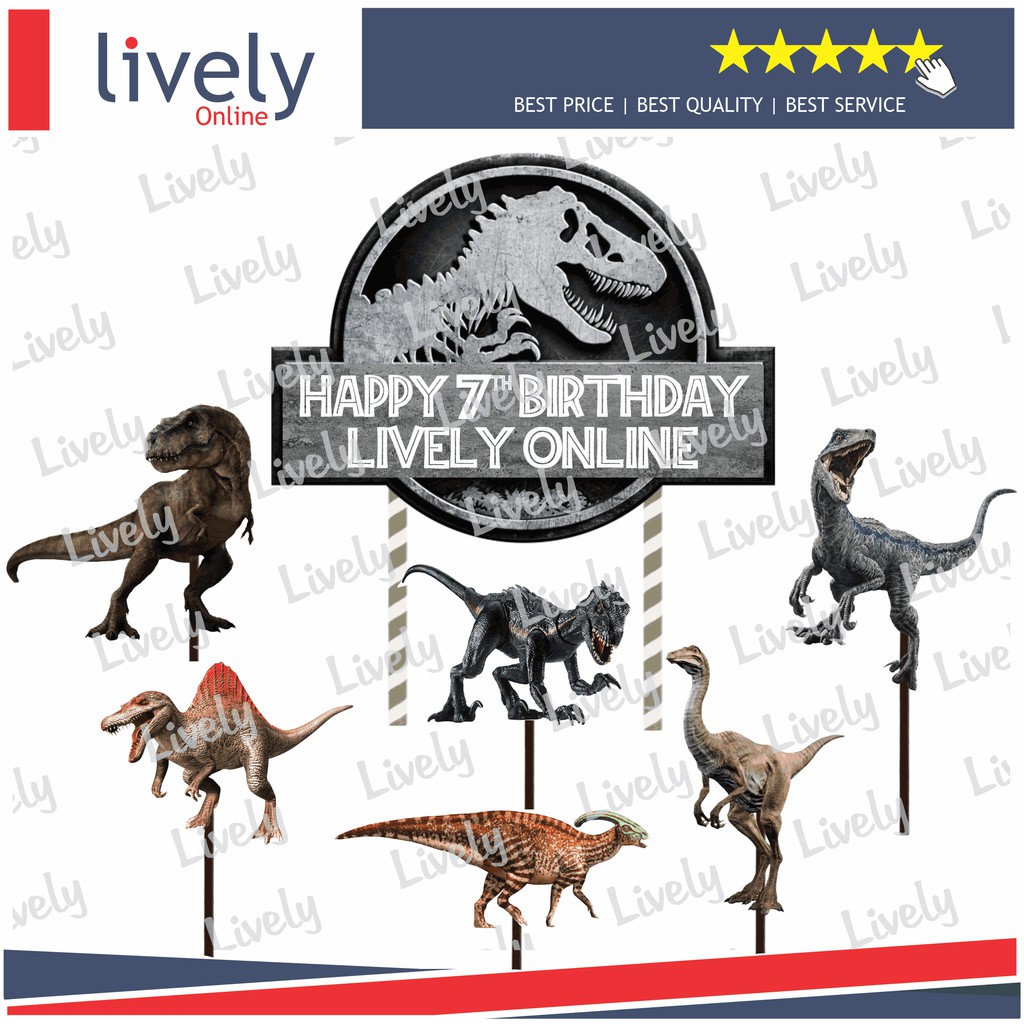 CUSTOM NAMA CAKE TOPPER KARAKTER DINO DINOSAURUS 01 HIASAN KUE HBD HAPPY BIRTHDAY