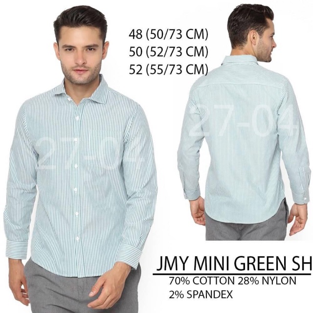 Kemeja Pria Motif Garis Vertikal (warna pastel) branded JEAN MONEY original formal