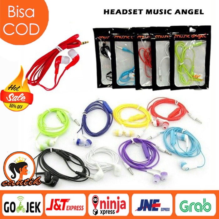 Headset Handsfree Earphone Music Angel Mp3 Lagu Hf Murah Universal Bass