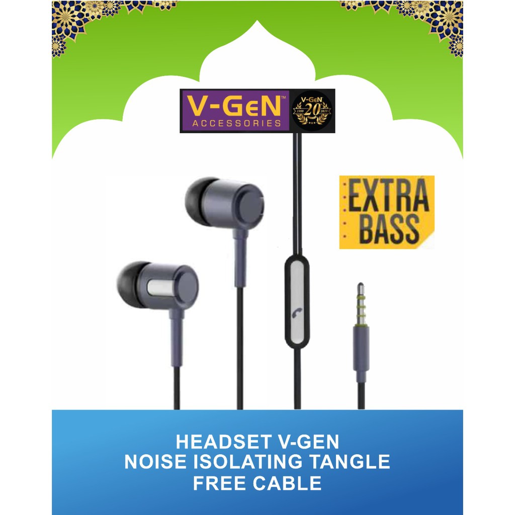 HEADSET EARPHONE  V-GEN WIRED VEP1-20 EXTRA BASS