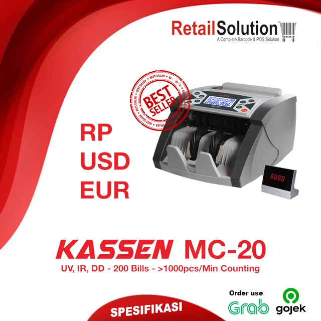 Mesin Penghitung Uang Money Counter Rupiah USD - Kassen MC20 / MC-20
