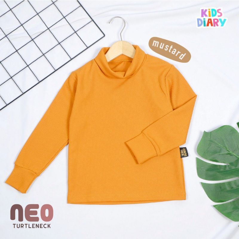 Kids Diary Neo Turtle Neck Waffle Uniqlo Strech Atasan Lengan Panjang Anak Unisex