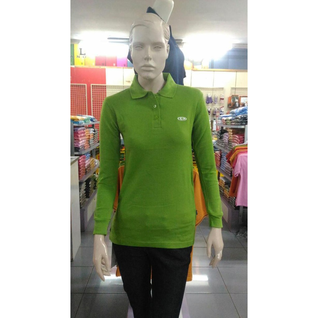 KAOS POLO CEWEK LENGAN PANJANG WARNA HIJAU