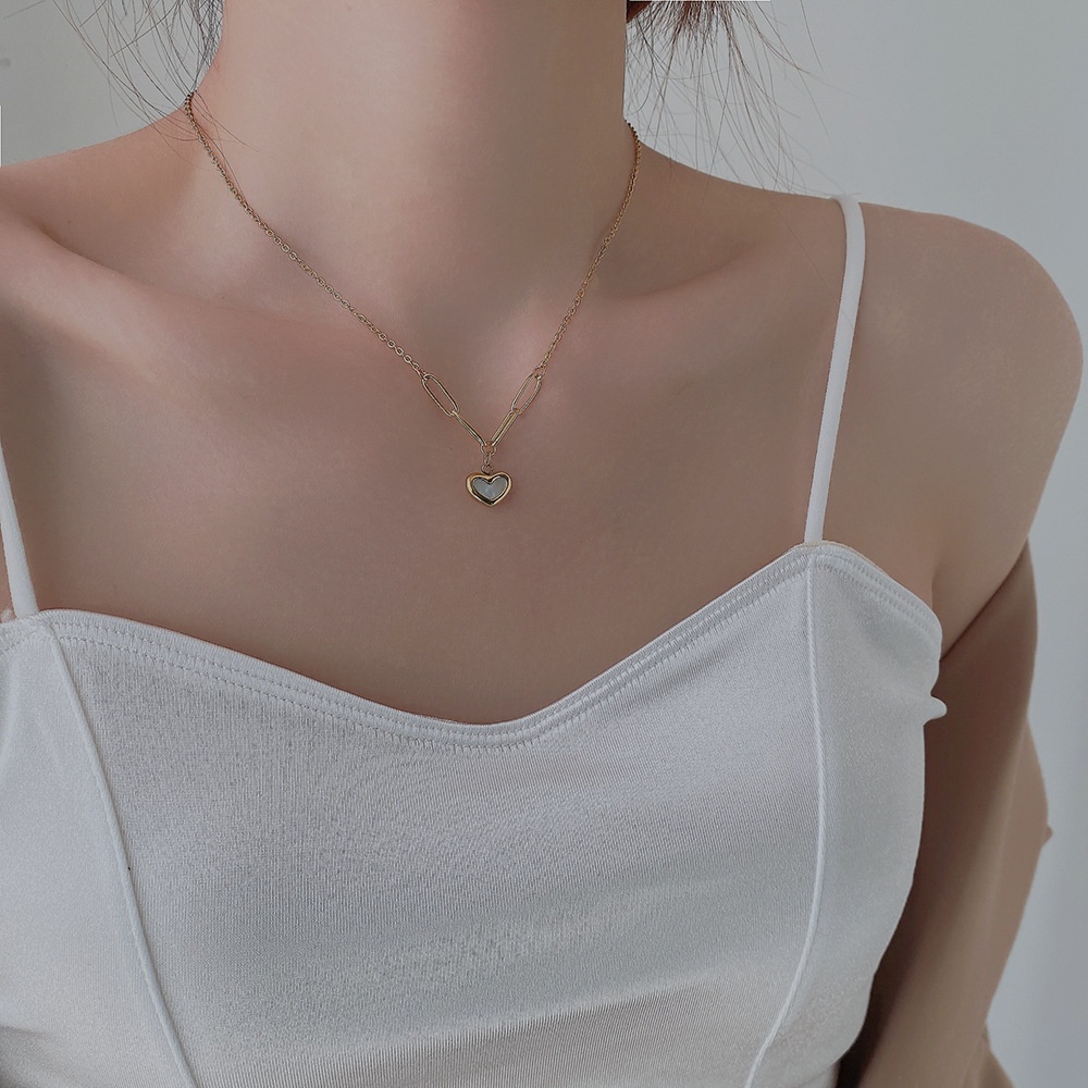 Kalung love rantai kombinasi titanium anti karat