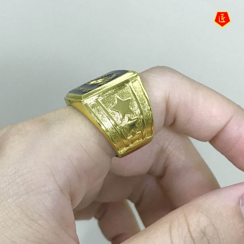 [Ready Stock]Creative Personality Men's Gold Ring