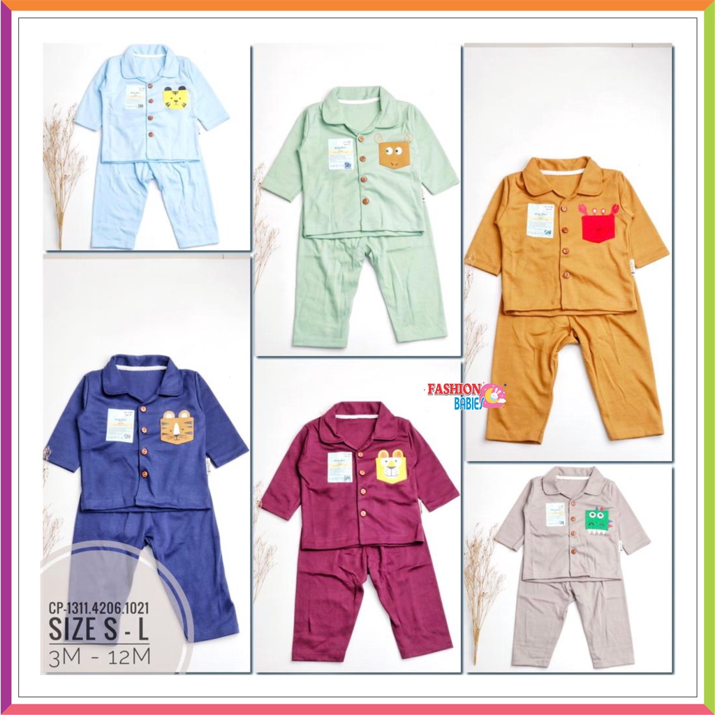 ❤ Fashionbabies ❤ PETITE BEAR | PIYAMA BABY KANCING LENGAN PANJANG | BAJU TIDUR LENGAN PANJANG S M L