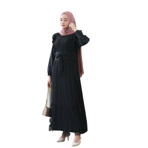 Baju Gamis Wanita Remaja Terbaru 2022 Model Kekinian Bahan Brukat Tile Modern Pesta Kondangan mewah terbaru Maxi Hanna-2
