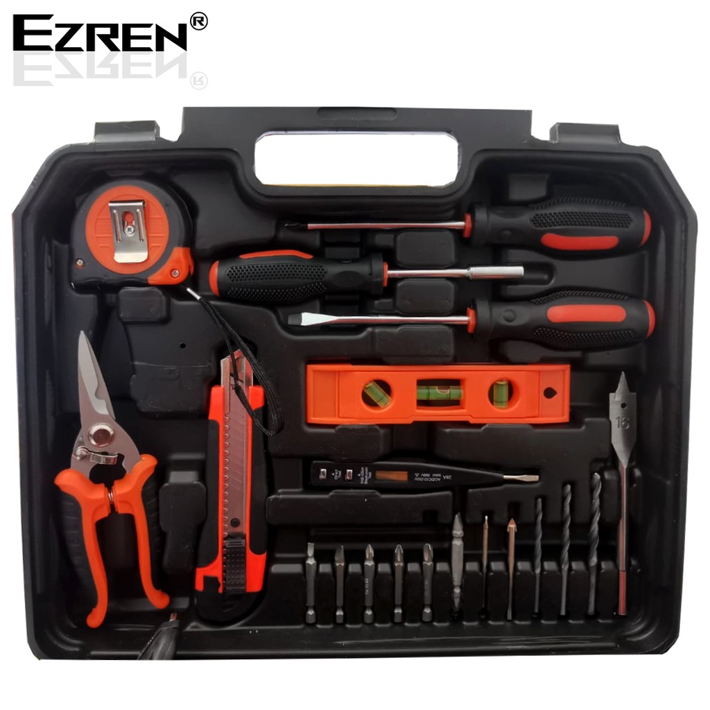 Ezren EZ-554 35pcs Mesin Cordless Bor Drill 25V Cordless Obeng Listrik