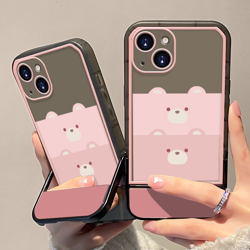 Soft Case TPU Transparan Shockproof Dengan Bracket Untuk iPhone 13 12 11 Pro X XR XS Max SE 2020 6 6S 7 8 Plus