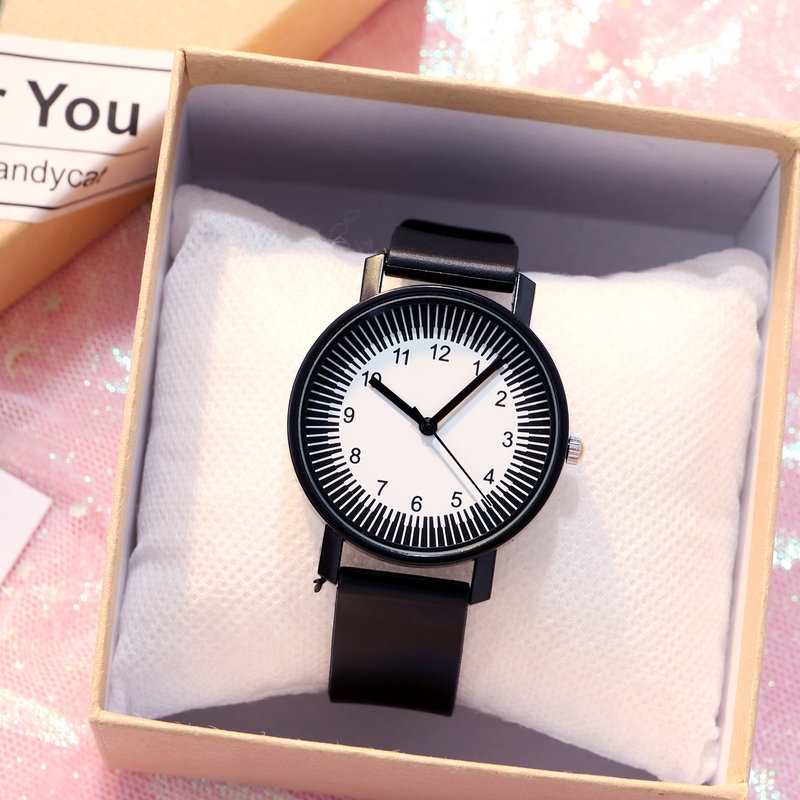 Jam Tangan Wanita A0162 Small Personality Black and White Quartz Watch