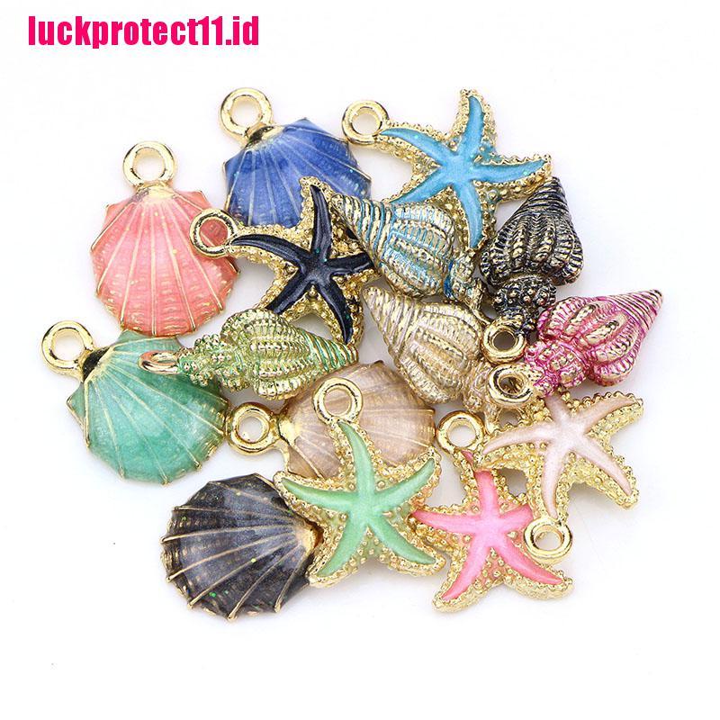 15 Pcs Liontin Enamel Bentuk Bintang Laut Dan Keong Untuk Kerajinan Perhiasan Charms