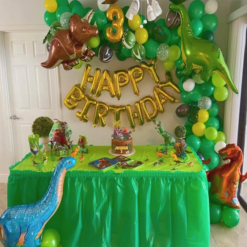 113pcs / Set Balon Bentuk Dinosaurus Daun Palem Untuk Dekorasi Pesta Ulang Tahun Anak