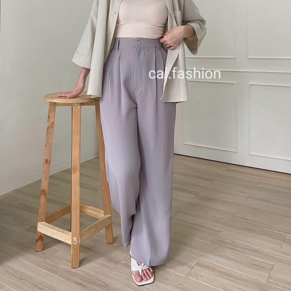 Rekomendasi Bisa COD Loose Pants 332 [PART 1] by Cal.Fashion Bahan Polyester Warna black mauve cream