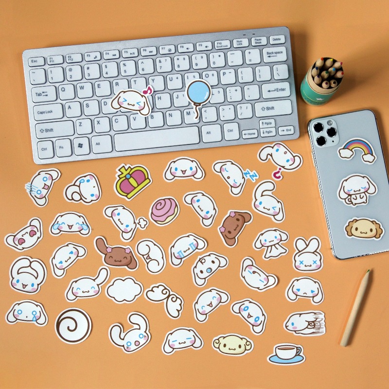 Cinnamoroll babycinnamoroll stiker lucu kartun besar telinga Anjing Jurnal bahan cangkir air ponsel