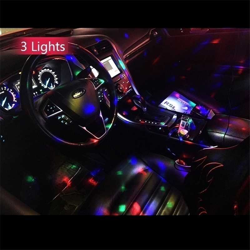 Car USB Ambient Light / Mini Colorful  DJ RGB Music Sound Control Car Light / USB Interface Holiday Party Atmosphere Interior Dome Trunk Lamp