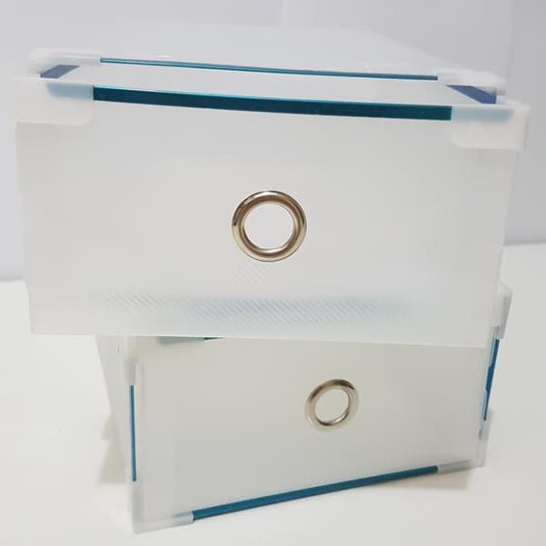 Promo Kotak Sepatu Transparan Slide Ring Dengan Sudut Plastik - Putih Big Sale