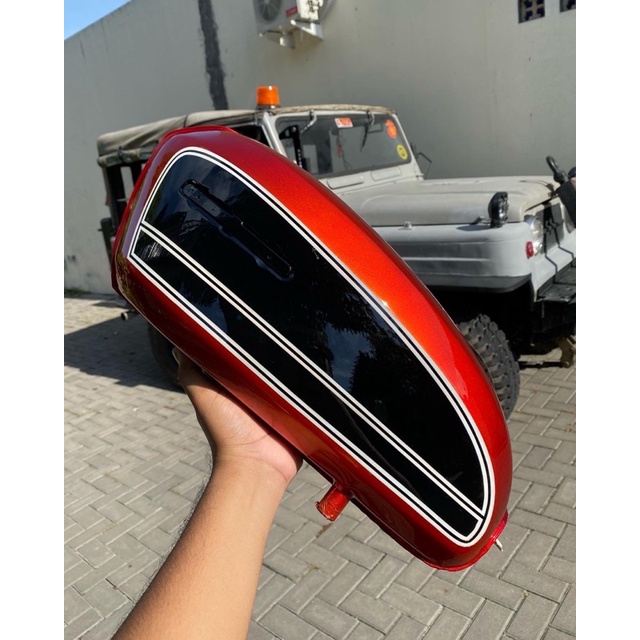 Tangki pres solo full cat model original cb100 cb125 merah