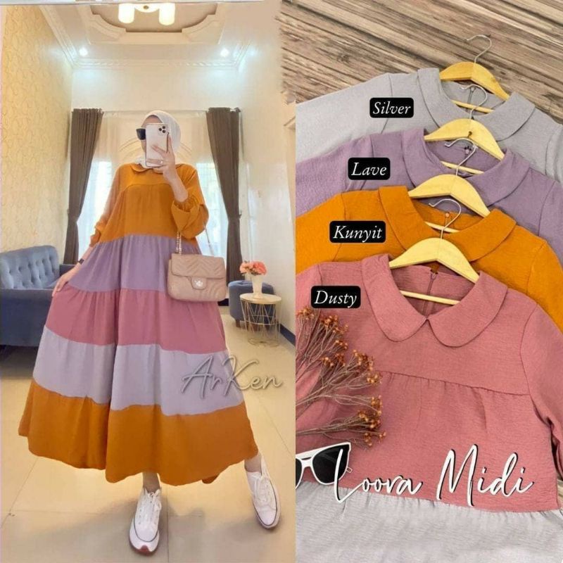 LORA MIDI DRESS JUMBO RAYON ADEM MIDI DRESS DAILY BUSUI MIDI DRESS PARIASI EMPAT WARNA PAKAIAN WANITA REMAJA 2022 MIDI DRESS JUMBO TERLARIS