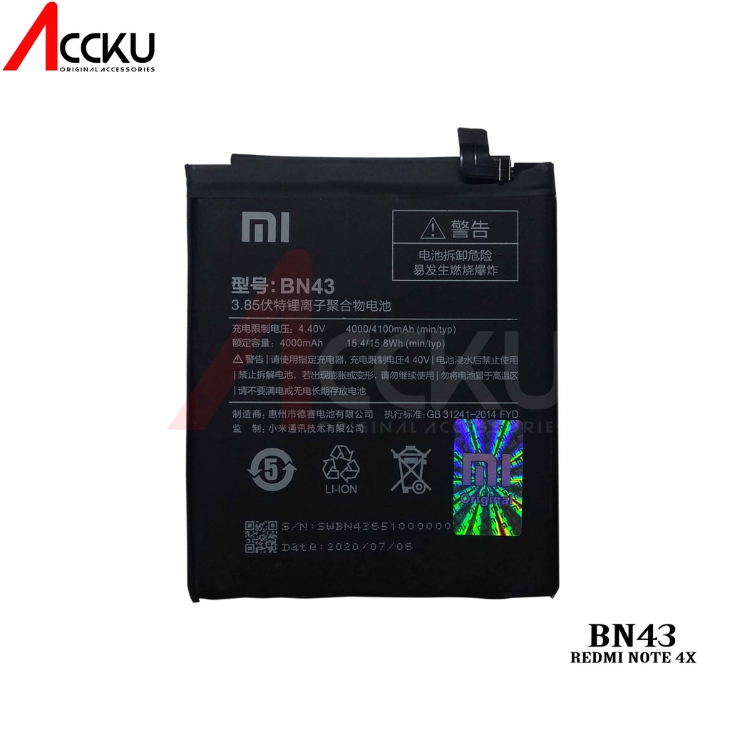 Baterai xiaomi BN43 Baterai Xiaomi Redmi Note4x battery xiomi redmi note 4x Battery xiaomi BM43 baterai xiaomi BN43 Baterai xiaomi ori