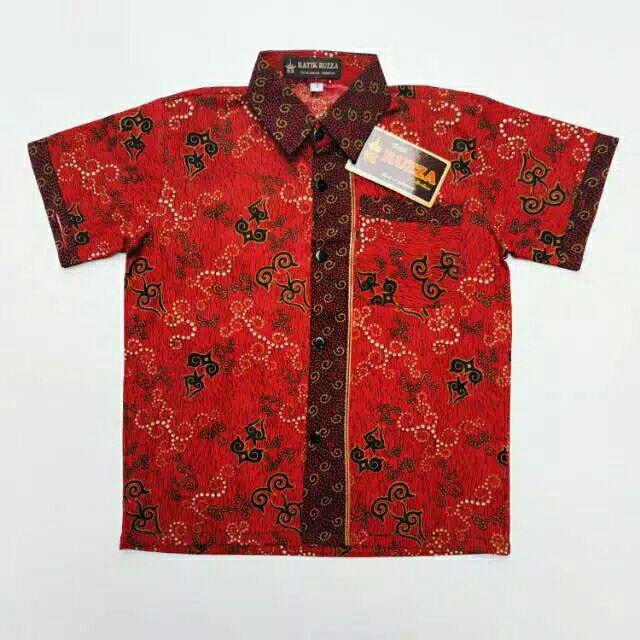 Ruzza Batik Anak Ukuran 0-15 Tahun Kemeja Motif Sogan Salju Hitam Abu