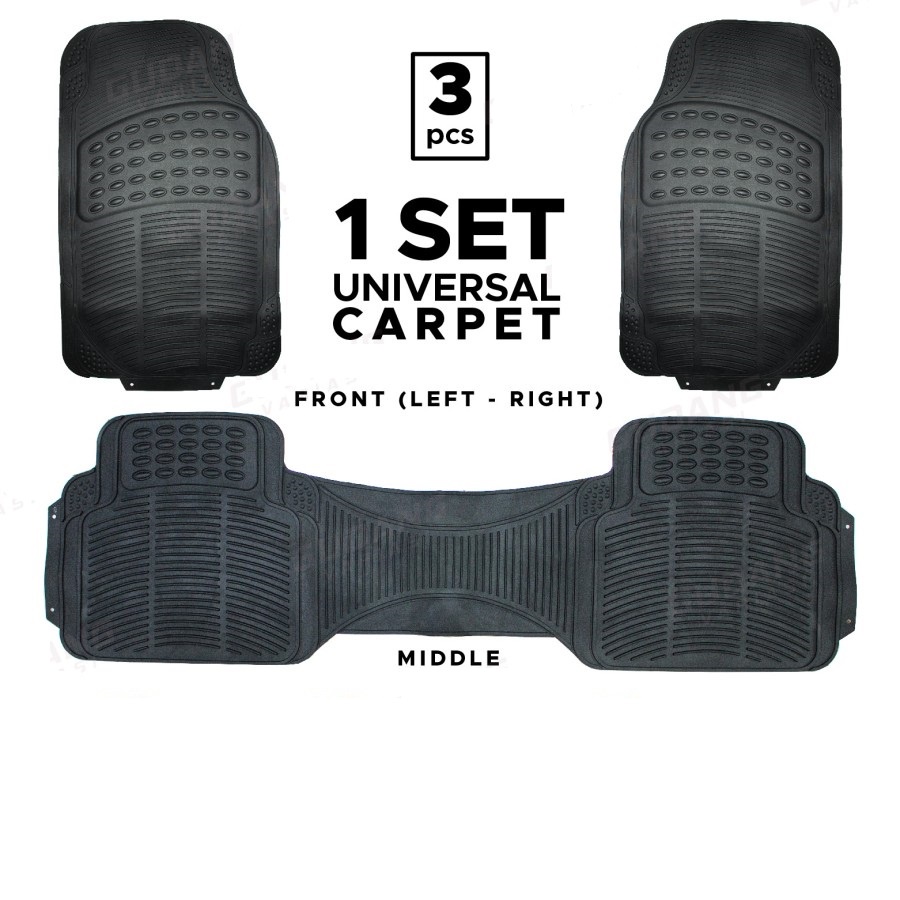 Karpet Karet Mobil 3 pcs Warna Hitam