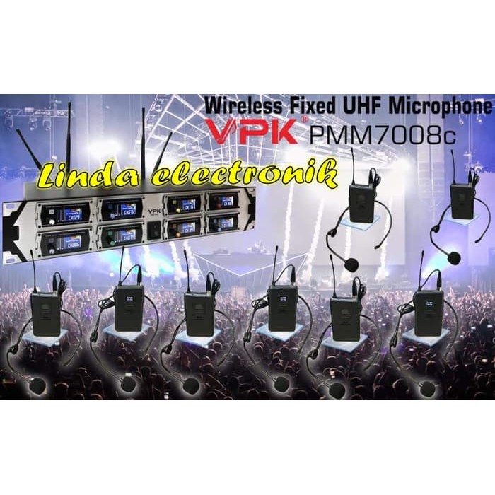 Mic Wireless vpk pmm 7008 8mic headset telinga vpk pmm7008
