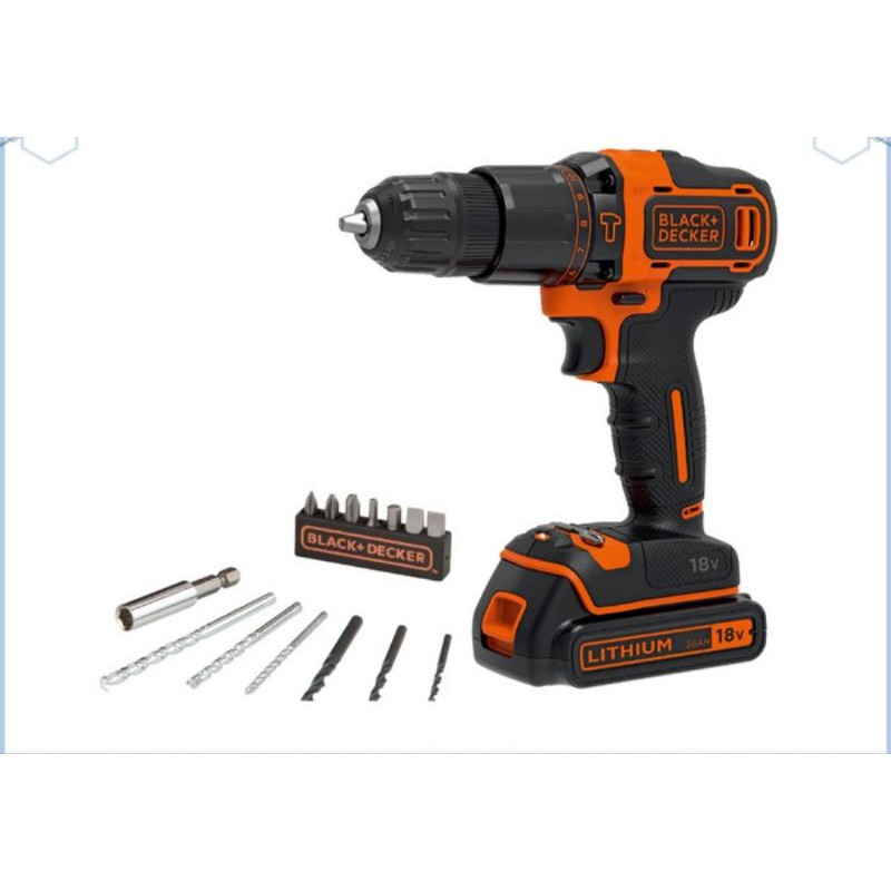 Black Decker Mesin Bor Tembok Cordless BDCHD18K Hammer Drill 2 Speed