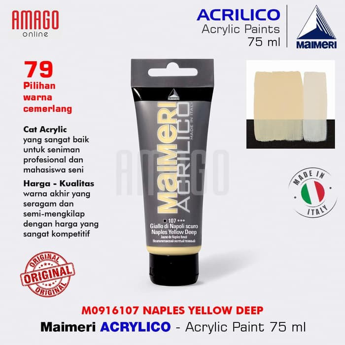 MAIMERI ACRILICO - ACRYLIC PAINT- NAPLES YELLOW DEEP - 75ML - M0916107